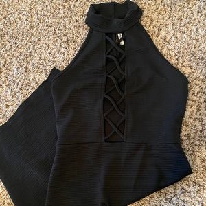 High neck lace up LBD